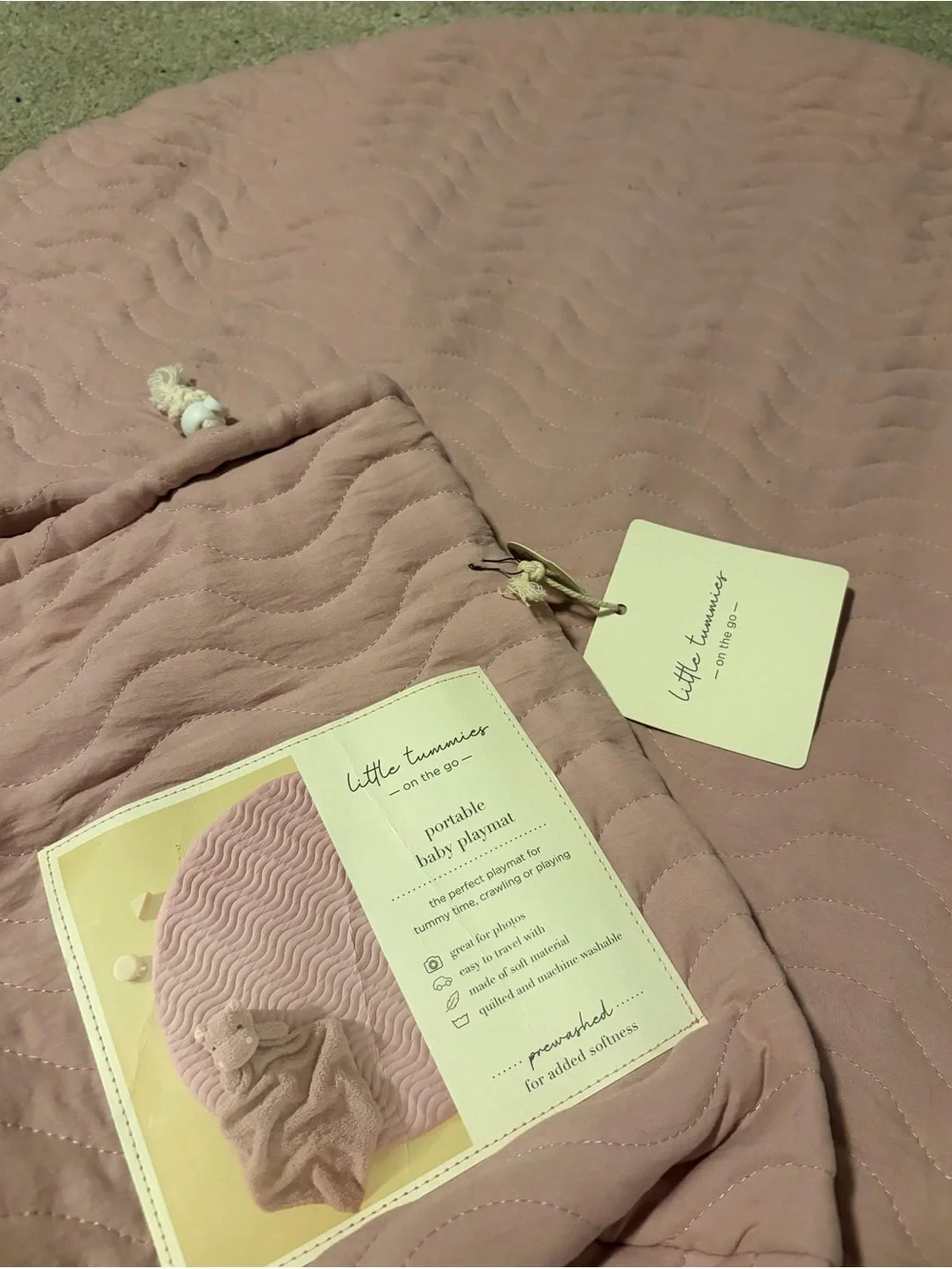 Blush Quilted Round Play Mat with Storage Bag - Home Accents